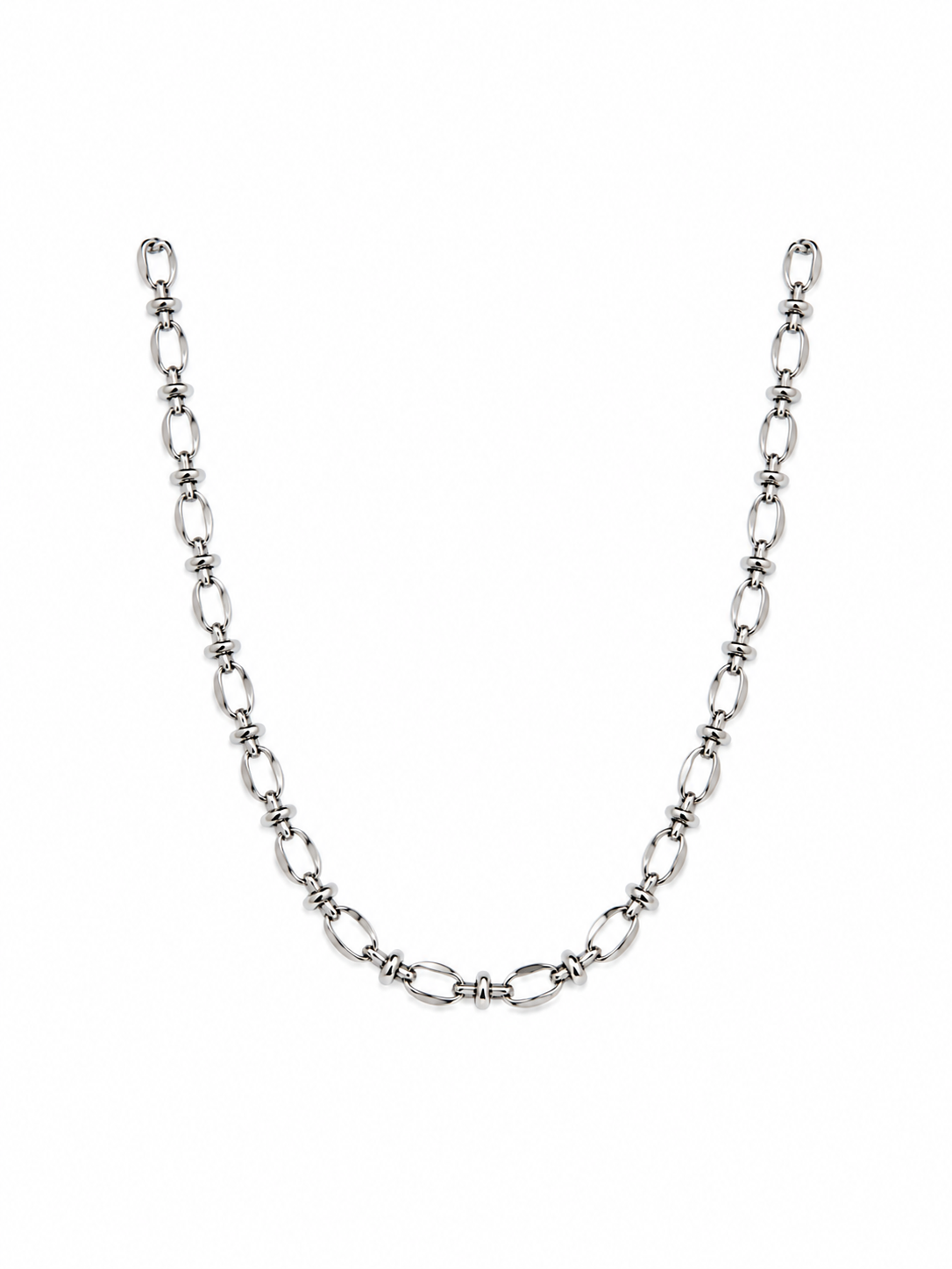 Silver Dainty Oval T Necklace SS